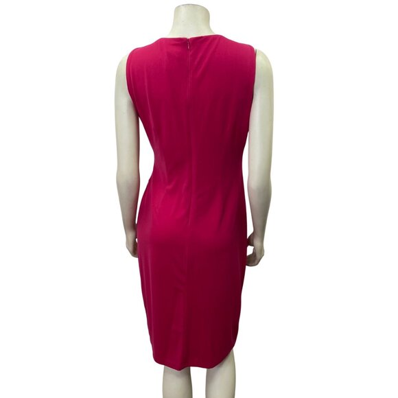 Taylor Sleeveless Hot Pink Ruched Sheath Dress Knee-Length Womens‎ Elegant 10 - Picture 7 of 8